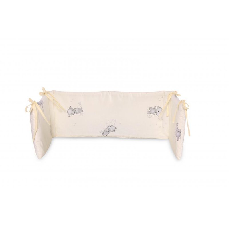 Lorelli - Protectie laterala pat, 140 x 27 cm, bumbac ranforce, Happy Hippo Beige