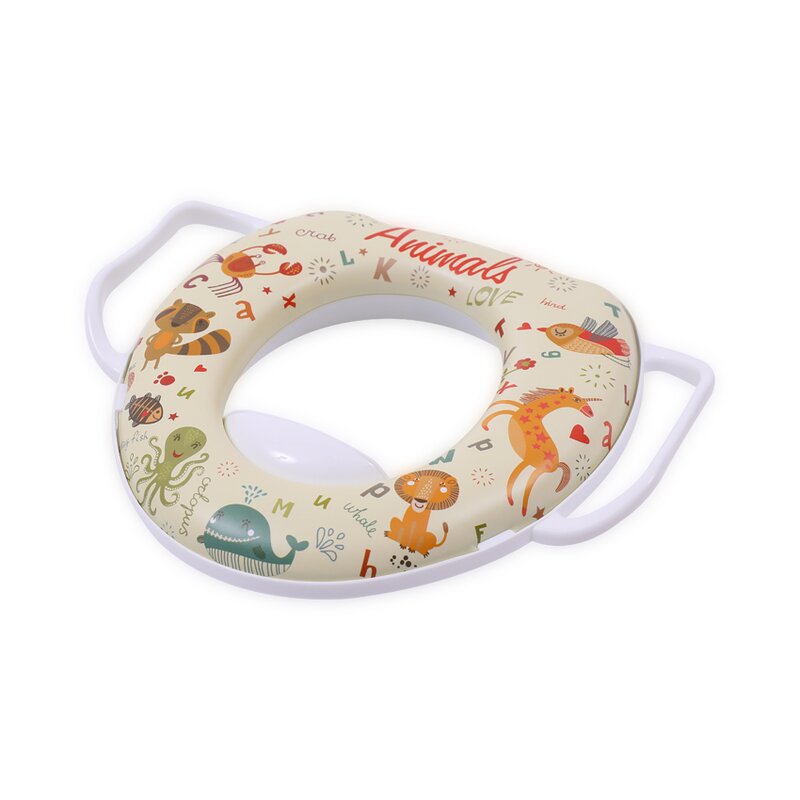 Lorelli - reductor moale pentru toaleta, cu manere, animals white