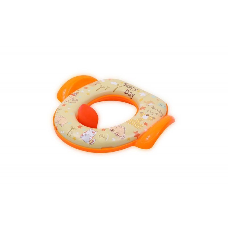 Lorelli - reductor moale pentru toaleta, cu manere, antialunecare, animals orange
