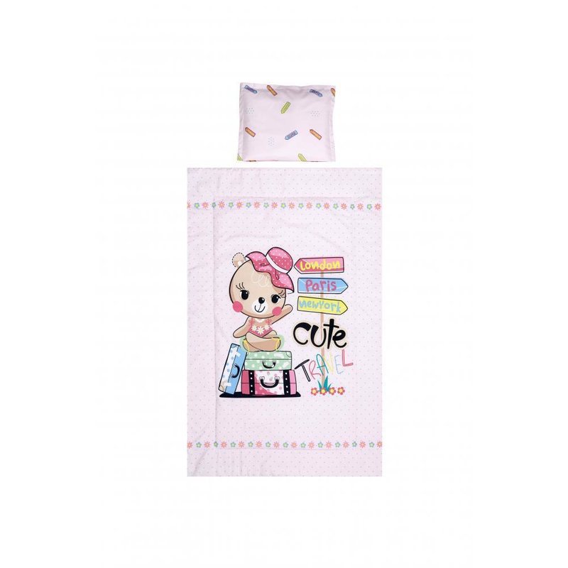 Lenjerii De Pat Fortnite 13 Lorelli - Set lenjerie pat 3 piese, bumbac ranforce, Traveling Pink