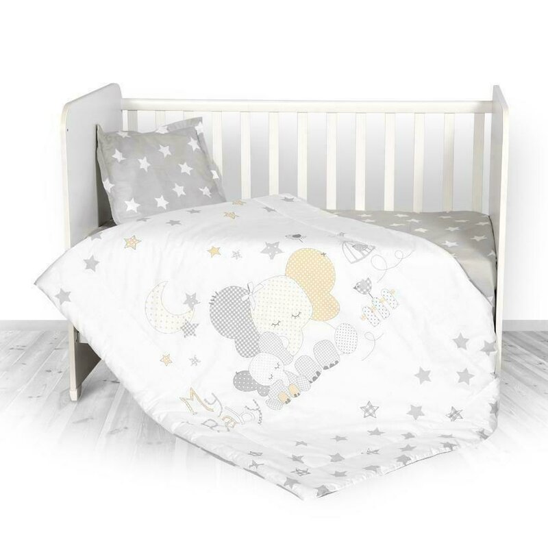 Lorelli - set lenjerie pat 4 piese, bumbac ranforce, grey elephant