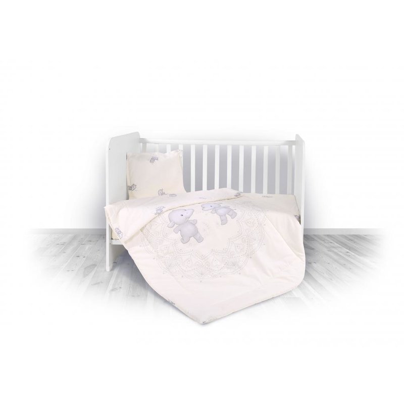 Lorelli - set lenjerie pat 4 piese, bumbac ranforce, happy hippo beige