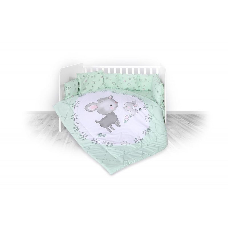 Lorelli - set lenjerie pat , 8 piese , 70x140 cm , bumbac ranforsat , lamb green