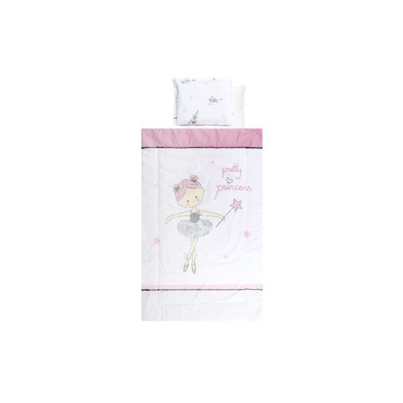 Lorelli - set lenjerie pat , 8 piese , bumbac ranforsat , trend ballett pink