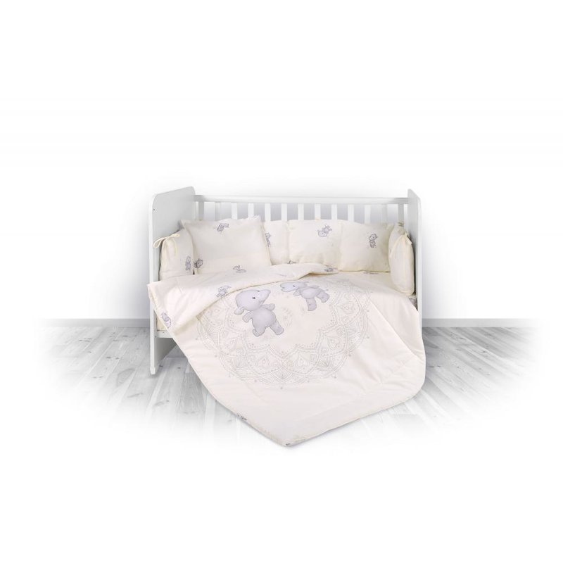 Lorelli - set lenjerie pat , 8 piese , bumbac ranforsat , trend happy hippo beige
