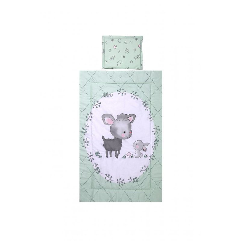 Lorelli - set lenjerie pat , bumbac ranforsat , 3 piese , lamb green