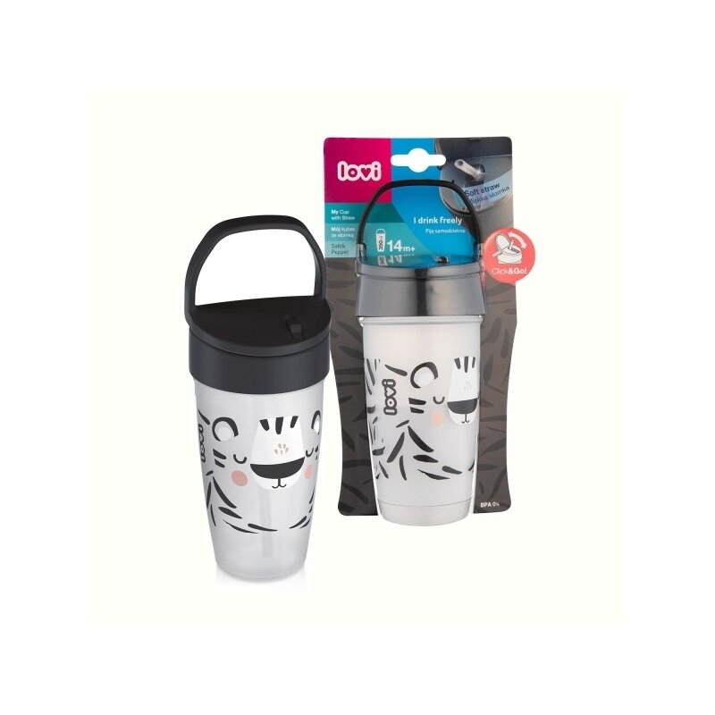 Lovi - cana mea cu pai active 350ml salt&pepper - 35/357