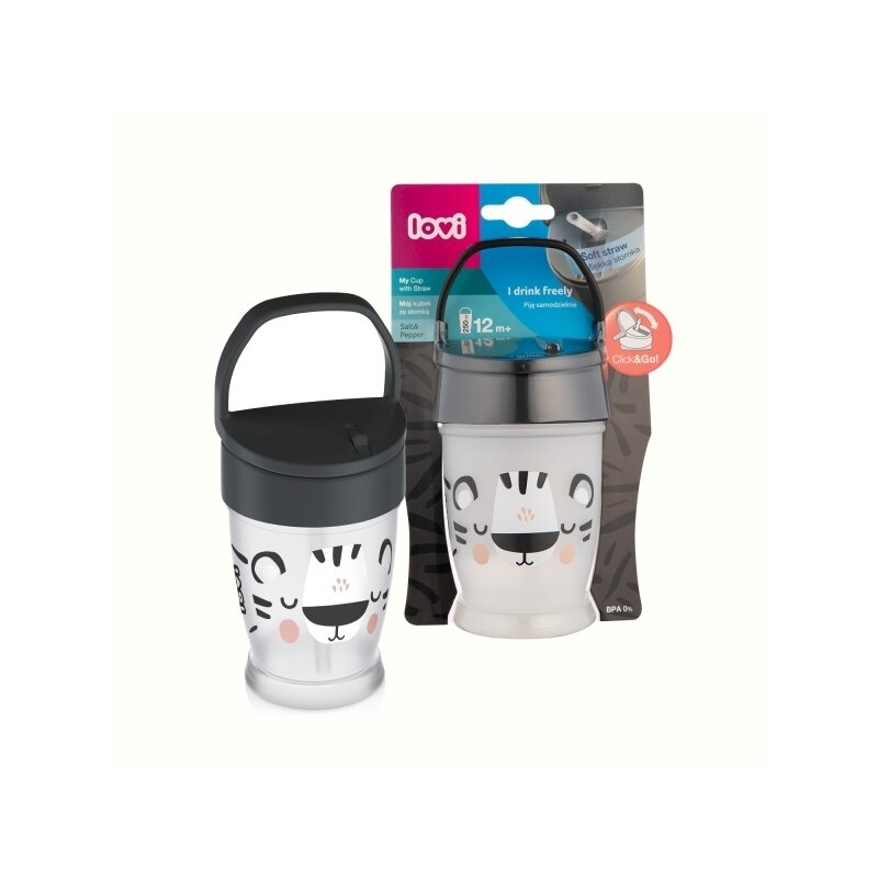 Lovi - cana mea cu pai junior 250ml salt&pepper - 35/356