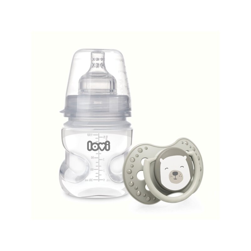 Lovi - set biberon medical 150ml + suzeta dinamica din silicon buddy bear 0-3uni 0204exp