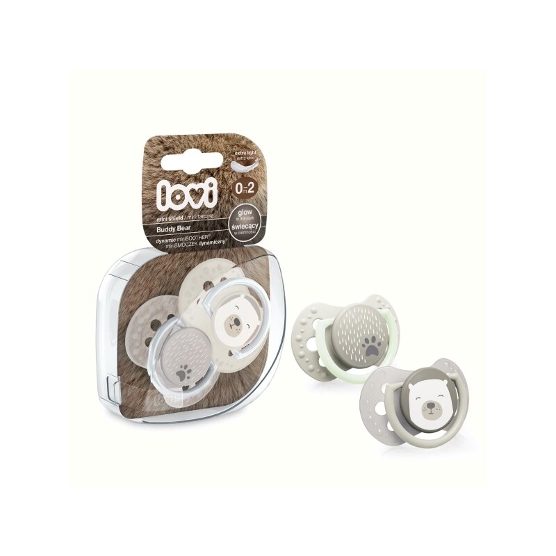 Lovi - suzeta silicon dynamic 0-2m 2 pcs buddy bear - 22/862