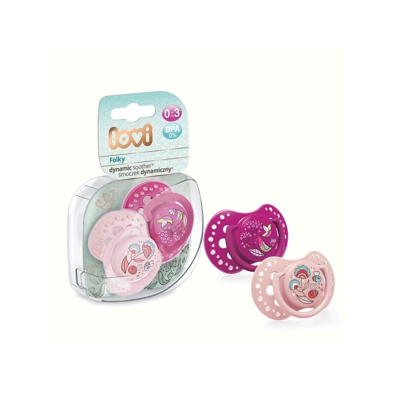 Lovi - suzeta silicon dynamic 0-3m 2 pcs folky fata - 22/841girl