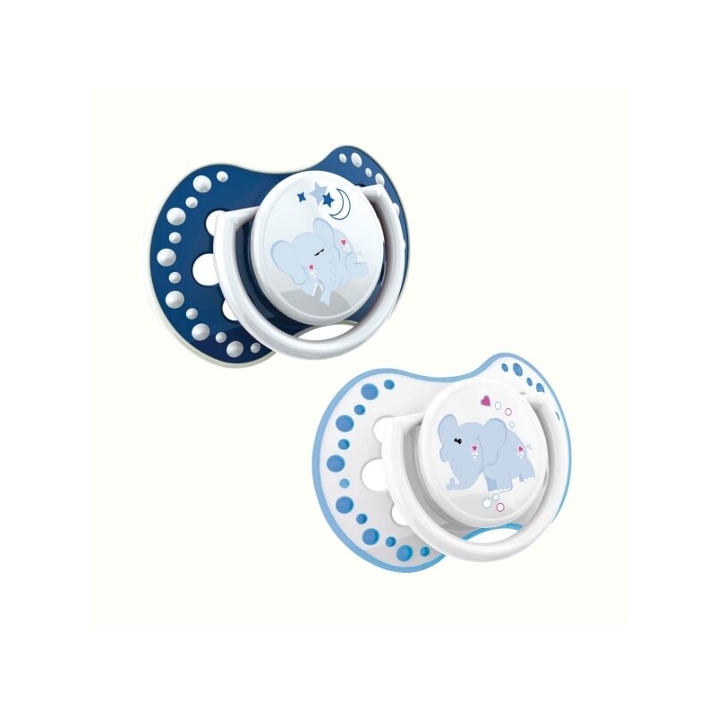 Lovi - suzeta silicon dynamic 0-3m 2 pcs night&day baiat ( elefant) - 22/809boy_e