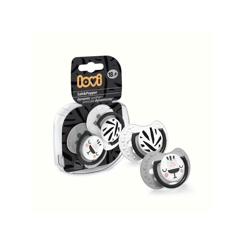 Lovi - suzeta silicon dynamic 18+ m 2 pcs salt&pepper - 22/880
