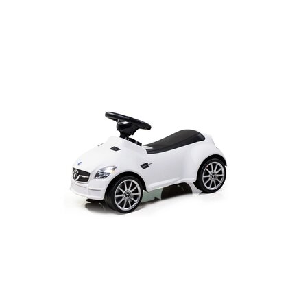 Vehicul ride-on, BabyTrold, Model Mercedes, Claxon pe volan, 18 luni+, Sustine 25 kg, 67x29x37 cm, Alb