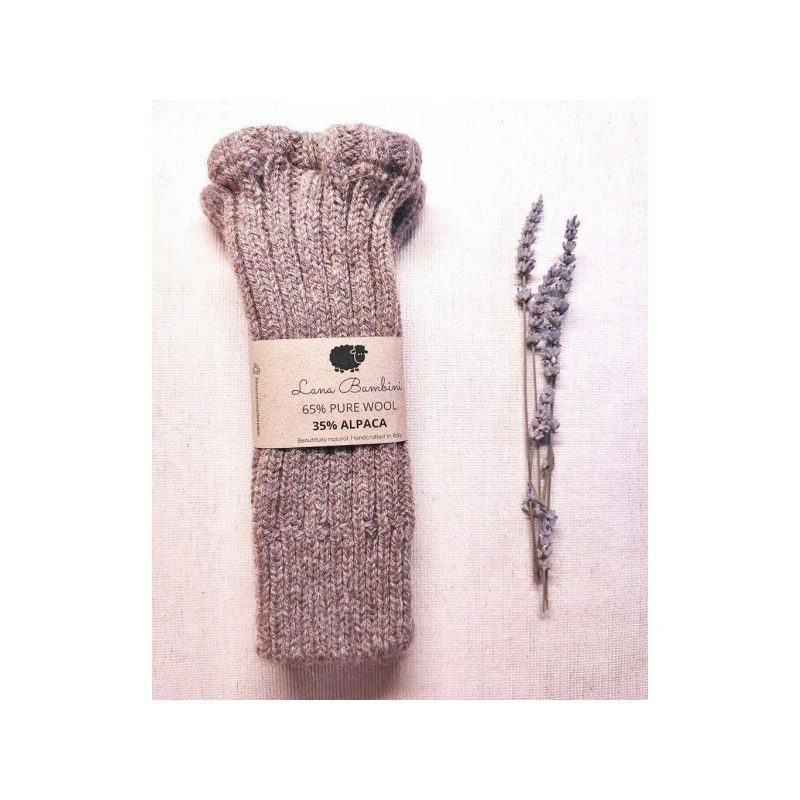 Mansete oria pentru adulti - lana+baby alpaca - lana bambini - tobacco