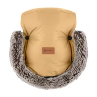 Manusi calduroase pentru carucior, Petite&Mars, Furry, Cu blanita detasabila, Pentru vremea rece, Potrivite pentru orice carucior, Impermeabile, Inchidere prin capse, Elegant Caramel