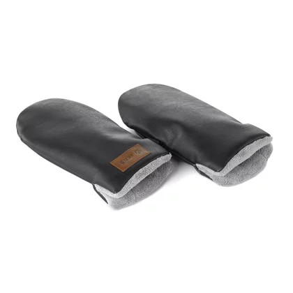 Manusi magnetice pentru carucior, Jane, Pentru vremea rece, Interior din fleece si exterior imitatie piele, Black
