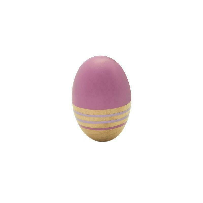 Mamamemo - maraca jucarie muzicala in forma de ou, din lemn, roz,