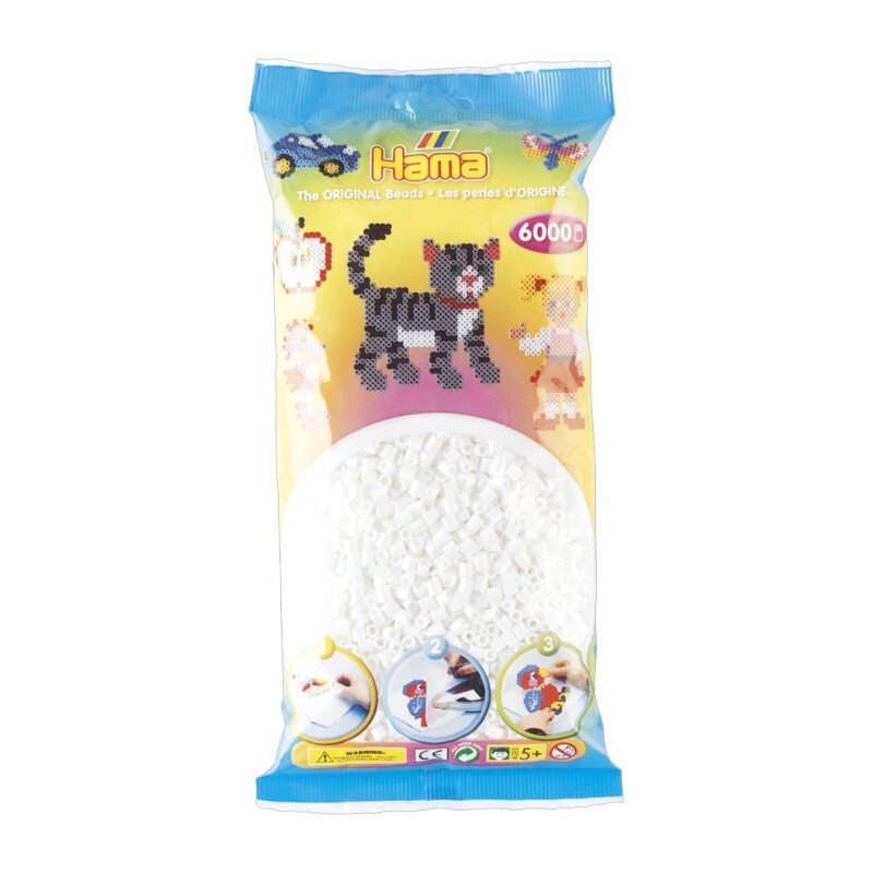 Hama - set margele de calcat midi, alb