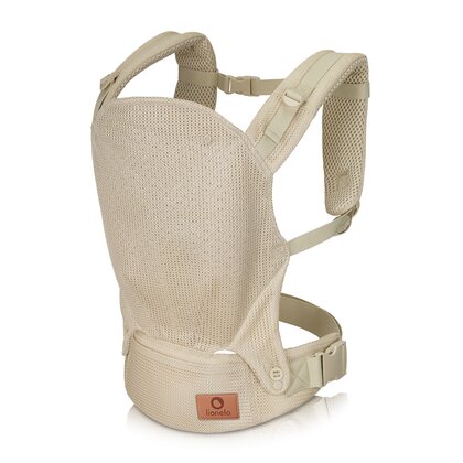 Marsupiu ergonomic, Lionelo, Margareet Air, 3 pozitii de purtare, Certificat de Institutul International pentru Displazie de Sold, 4 luni+, Pana la 20 Kg, Material respirabil 3D Air Mesh, Catarama dubla de siguranta, Bej