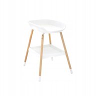 Masuta de infasat, BabyTrold, Cu saltea de infasat inclusa, Spatiu pentru depozitare, 77x67x90 cm, Sustine 11 kg, Lemn de fag, Alb/Natur