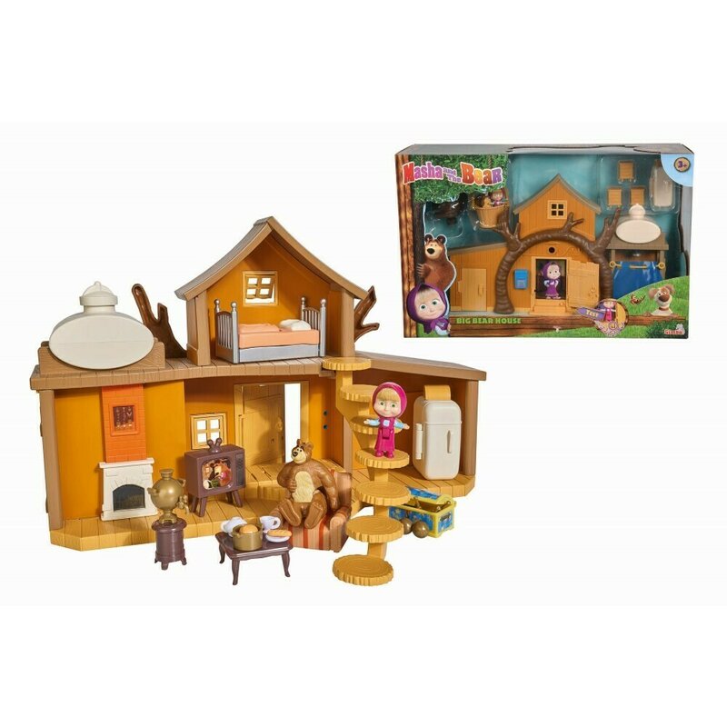 Simba - set de joaca casuta ursului , masha and the bear, cu figurine, cu 2 etaje