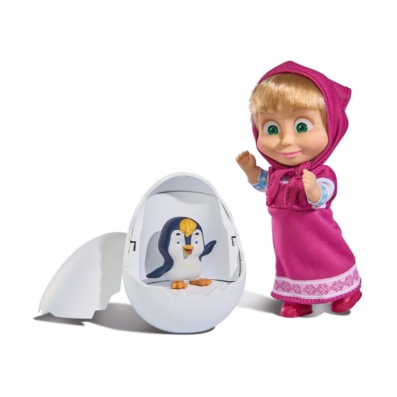 Simba - set de joaca masha cu pinguin in ou , masha and the bear, multicolor