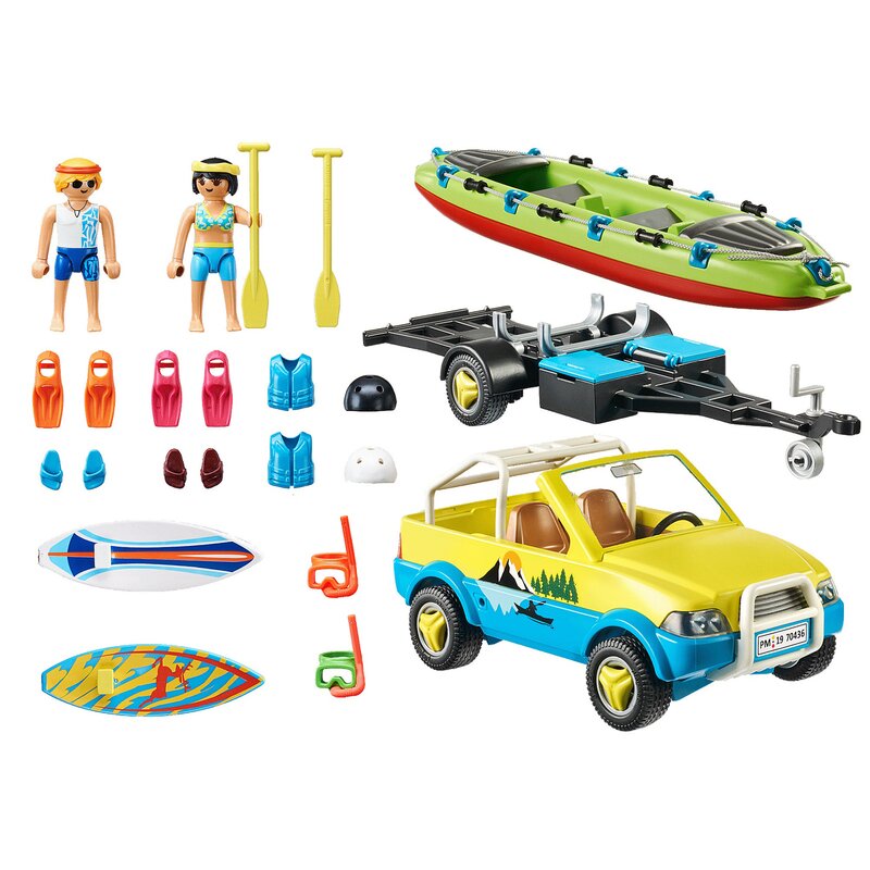 Playmobil - set de constructie masina de plaja cu canoe family fun
