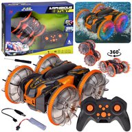 Masinuta amfibie cu roti iluminate, Stunt car, Acrobatica, Orange