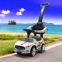 Masinuta de impins, Baby Mix, Racer, Cu maner de impins detasabil, Cu protectii laterale, Cu melodii si claxon, Cu suport jucarii sub sezut, Alb - 6