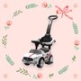 Masinuta de impins, Baby Mix, Racer, Cu maner de impins detasabil, Cu protectii laterale, Cu melodii si claxon, Cu suport jucarii sub sezut, Alb - 5