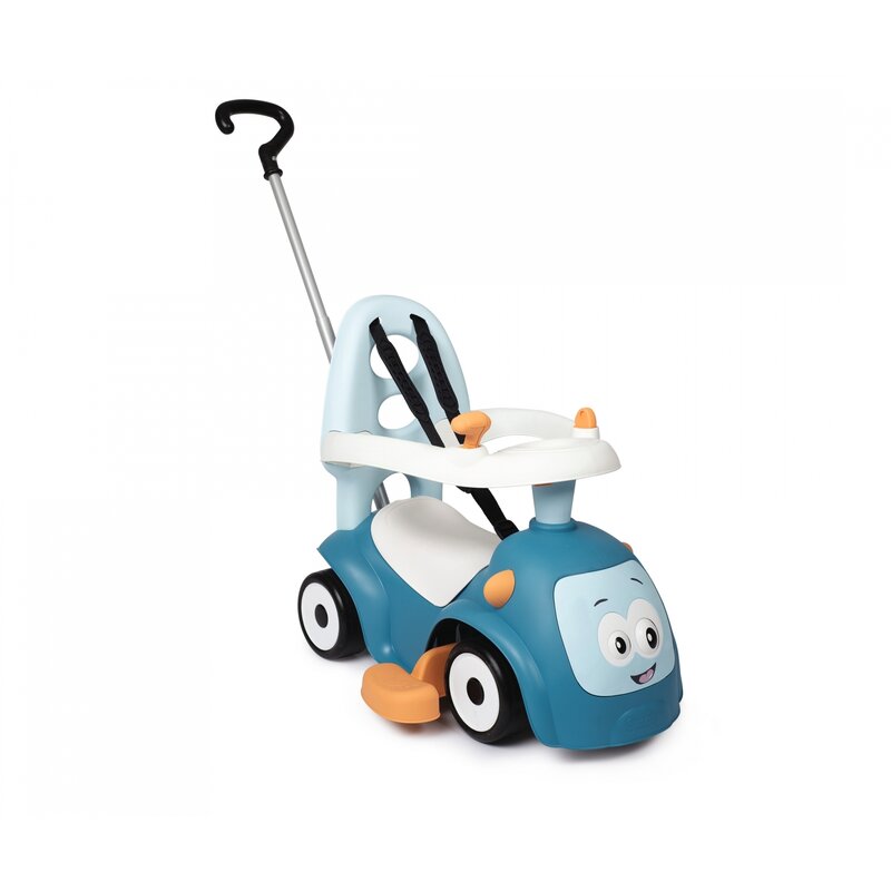 Vehicul ride-on, Smoby, 3 in 1, Cu maner parental si protectii laterale detasabile, Cu centura de siguranta si suport picoare, 6 luni+, Blue