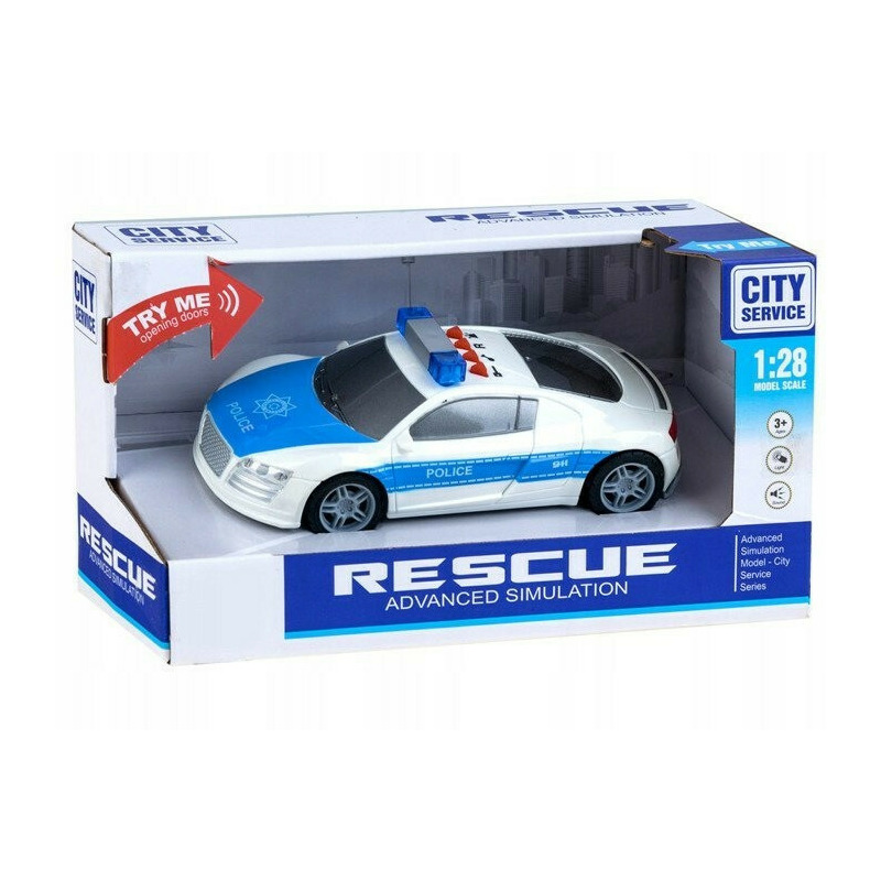 Masinuta de politie, cu girofar, 4 sunete, lumini, 16 cm, jokomisiada, za2204
