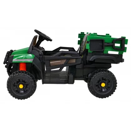 masinuta electrica cu telecomanda farmer pick-up, roti eva, scaun tapitat, 116x66x65 cm, putere 70w - verde