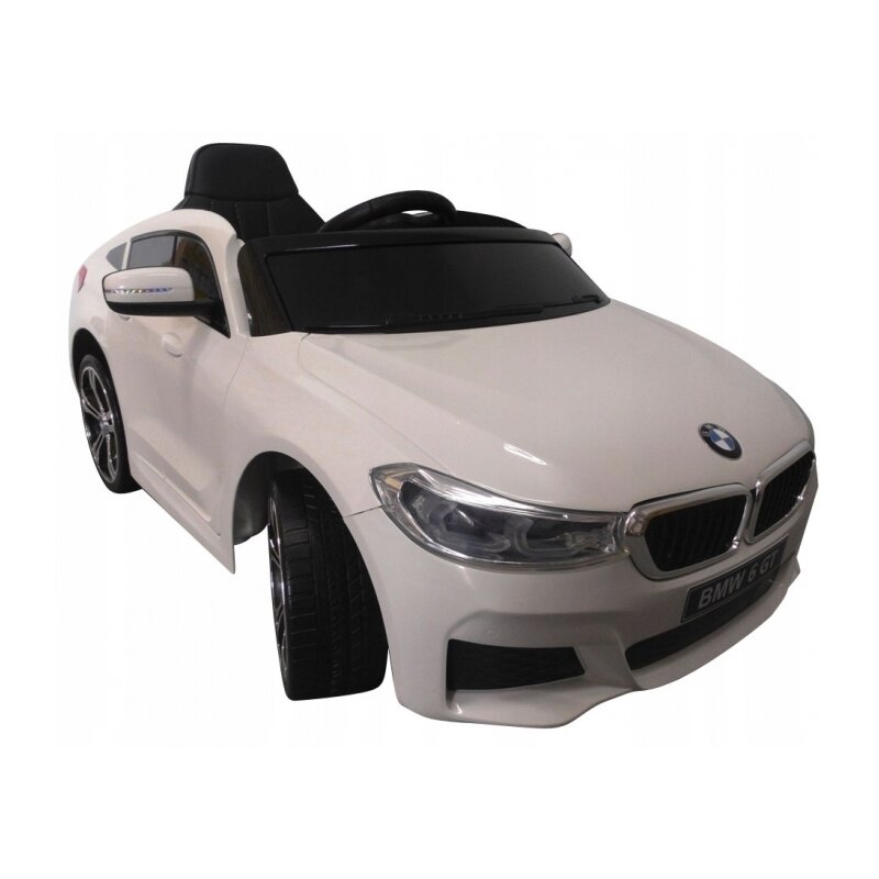 R-Sport - Masinuta electrica cu telecomanda, roti din spuma EVA si scaun din piele BMW 6GT - Alb