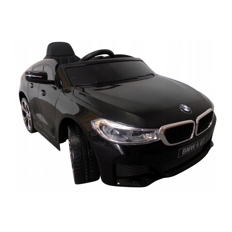 R-Sport - Masinuta electrica cu telecomanda, roti din spuma EVA si scaun din piele BMW 6GT - Negru
