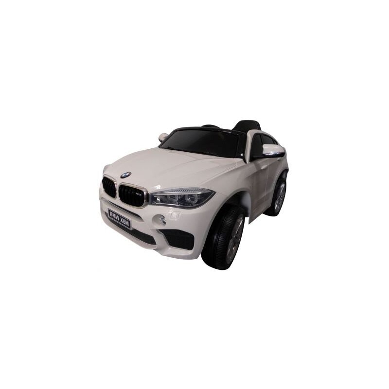 R-Sport - Masinuta electrica cu telecomanda, roti din spuma EVA si scaun din piele BMW X6M - Alb