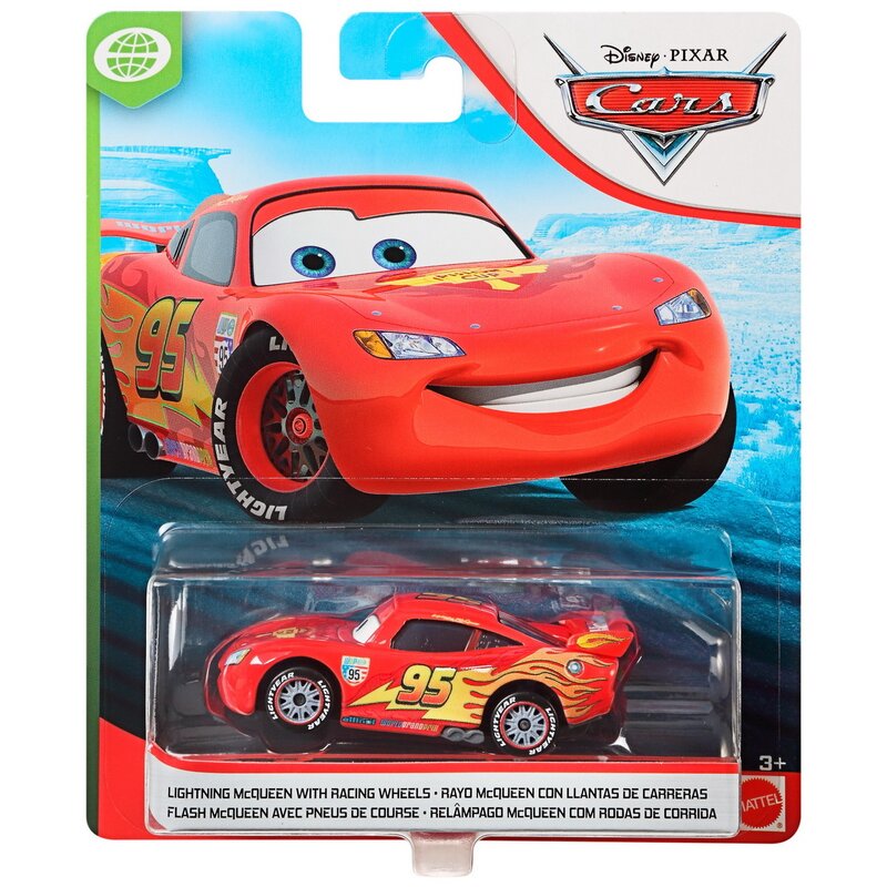 Mattel - masinuta , disney cars 3 , metalica, personajul fulger mcqueen, cu roti de cauciuc