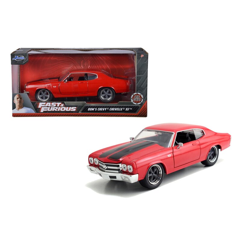 Simba - masina chevy chevelle 1970 , fast and furious , metalica, scara 1:24, rosu