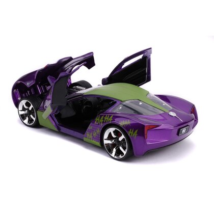 Simba - Masinuta Chevy Corvette Stingray 2009,  Metalica,  Scara 1:24, Cu figurina Joker