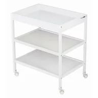 Masuta de infasat, FreeON, Mila, Din lemn, Cu 4 roti pentru transport facil, Cu 3 suprafete de depozitare, 76x54x86 cm, White