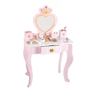 Masuta de toaleta, Baby Mix, Heart, Eleganta, Cu accesorii, Pentru printese,  Eleganta, Din lemn, 69x23x42,5 cm, 3 ani+, Pink