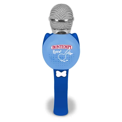 Microfon karaoke, Bontempi, Wireless, Include cablu de incarcare USB Type-C, Cu diverse functii vocale, 25x8x7 cm, 36 luni+, Blue