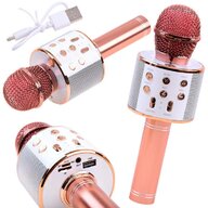 Black Friday - Reduceri Microfon pentru karaoke, Jokomisiada, Wireless, Cu lumini, Optiune bluetooth, Cu diferite functii si butoane, Compatibil cu Android si IOS, Durata baterie 6-8h, Include si cablu USB pentru incarcare, 3 ani+, Rose Gold Promotie