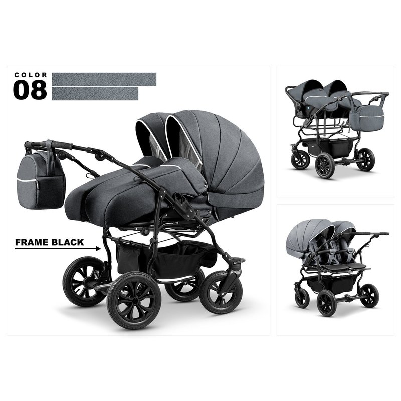 Mikado - carucior gemeni duet lux 3 in 1, gri