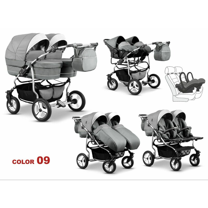 Mikado - carucior gemeni 3 in 1, twin t-09, gri