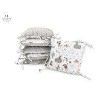 MimiNu - Aparatoare cu 6 pernute modulare, Cu doua fete, Cu fermoar, Cu husa detasabila si lavabila, Pentru patut 120X60 cm, Din bumbac 100% si tesatura pufoasa Minky, Materiale certificate Oeko Tex Standard 100, Minky Forest Friends Beige