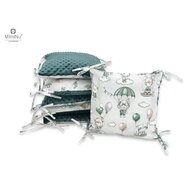 MimiNu - Aparatoare cu 6 pernute modulare, Cu doua fete, Cu fermoar, Cu husa detasabila si lavabila, Pentru patut 120X60 cm, Din bumbac 100% si tesatura pufoasa Minky, Materiale certificate Oeko Tex Standard 100, Minky Parachutes Olive