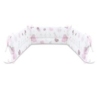 MimiNu - Aparatoare pentru patut 120x60 cm, Din bumbac, Cu inaltimea de 30 cm, Cu panglici, Baby Shower Pink