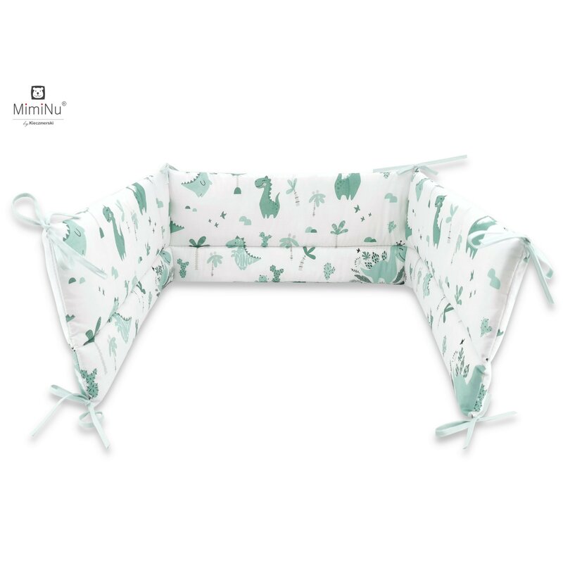 Miminu - aparatoare pentru patut 120x60 cm, din bumbac, dino mint